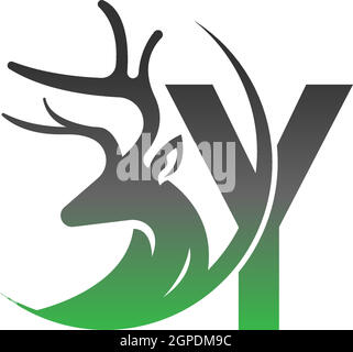 Letter Y icon logo with deer illustration design Stock Vector