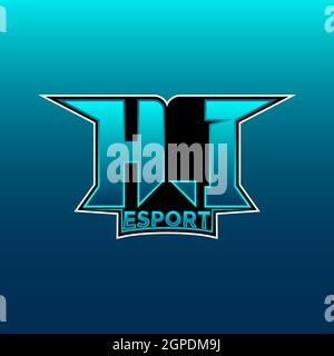 HI Logo ESport Gaming Initial with Blue Light Color design vector template Stock Vector