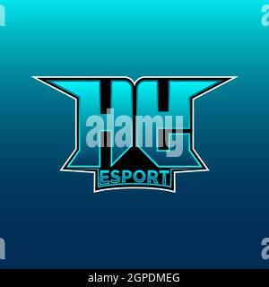 HY Logo ESport Gaming Initial with Blue Light Color design vector template Stock Vector