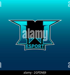 II Logo ESport Gaming Initial with Blue Light Color design vector template Stock Vector