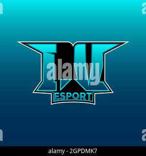 IV Logo ESport Gaming Initial with Blue Light Color design vector template Stock Vector