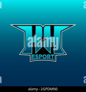 KK Logo ESport Gaming Initial with Blue Light Color design vector template Stock Vector