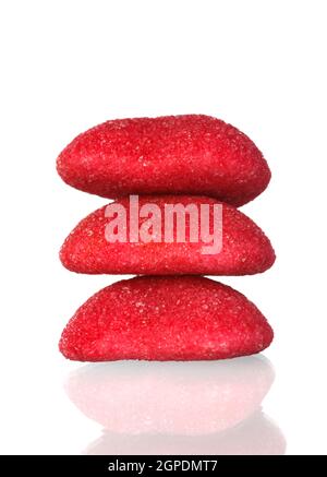 Red jelly hearts isolated on a white background Stock Photo