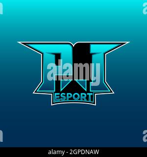 PI Logo ESport Gaming Initial with Blue Light Color design vector template Stock Vector