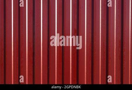 Diagonal pattern of metal profile. Fences from the galvanized iron painted by a polymeric covering. Stock Photo