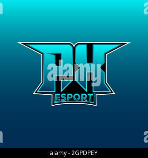 PX Logo ESport Gaming Initial with Blue Light Color design vector template Stock Vector