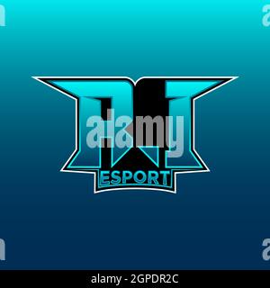 RI Logo ESport Gaming Initial with Blue Light Color design vector template Stock Vector
