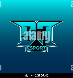 SF Logo ESport Gaming Initial with Blue Light Color design vector template Stock Vector