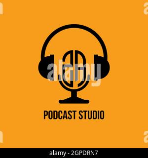 ZA Monogram Logo Letter Headphone and Microphone shape style vector, Podcast Studio Logo Stock Vector