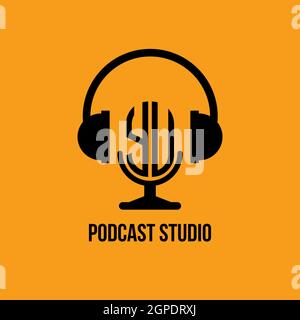 YU Monogram Logo Letter Headphone and Microphone shape style vector, Podcast Studio Logo Stock Vector