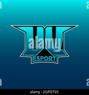 UV Logo ESport Gaming Initial with Blue Light Color design vector template Stock Vector