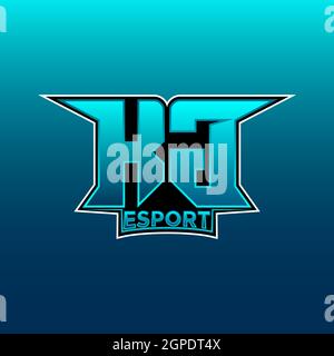 KG Logo ESport Gaming Initial with Blue Light Color design vector template Stock Vector