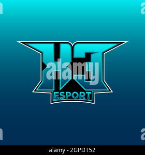 XE Logo ESport Gaming Initial with Blue Light Color design vector template Stock Vector