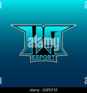 KP Logo ESport Gaming Initial with Blue Light Color design vector template Stock Vector