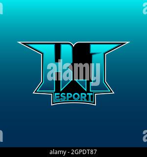 KI Logo ESport Gaming Initial with Blue Light Color design vector template Stock Vector
