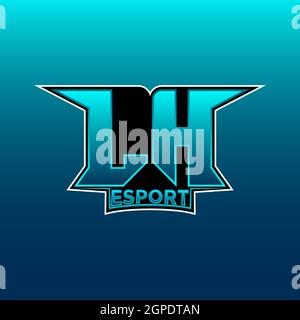 LH Logo ESport Gaming Initial with Blue Light Color design vector template Stock Vector
