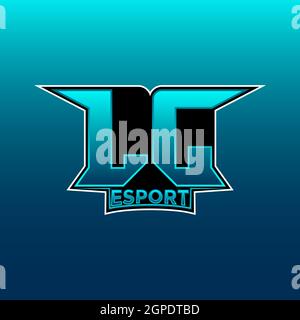 LJ Logo ESport Gaming Initial with Blue Light Color design vector template Stock Vector