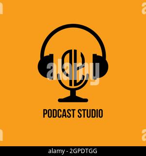 PY Monogram Logo Letter Headphone and Microphone shape style vector, Podcast Studio Logo Stock Vector