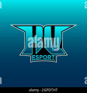 KV Logo ESport Gaming Initial with Blue Light Color design vector template Stock Vector