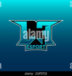 LF Logo ESport Gaming Initial with Blue Light Color design vector template Stock Vector