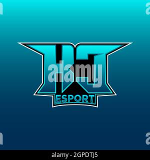 KC Logo ESport Gaming Initial with Blue Light Color design vector template Stock Vector