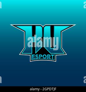 KU Logo ESport Gaming Initial with Blue Light Color design vector templateKV Logo ESport Gaming Initial with Blue Light Color design vector template Stock Vector