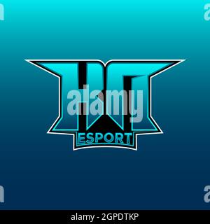 KN Logo ESport Gaming Initial with Blue Light Color design vector template Stock Vector