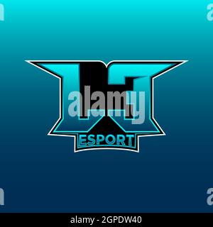 LE Logo ESport Gaming Initial with Blue Light Color design vector template Stock Vector
