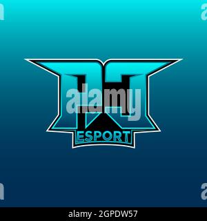 PC Logo ESport Gaming Initial with Blue Light Color design vector template Stock Vector
