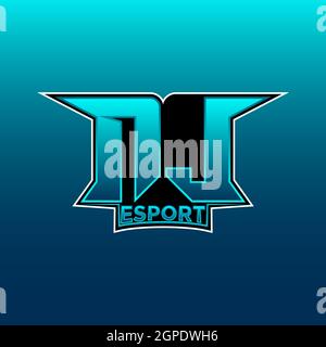 NL Logo ESport Gaming Initial with Blue Light Color design vector template Stock Vector