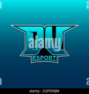 QV Logo ESport Gaming Initial with Blue Light Color design vector template Stock Vector