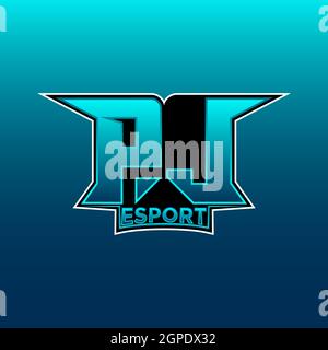 PL Logo ESport Gaming Initial with Blue Light Color design vector template Stock Vector