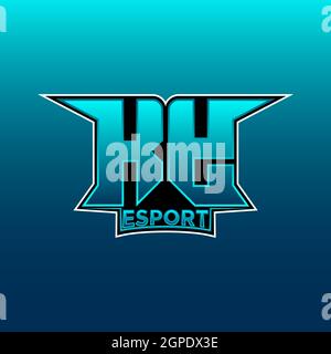 KY Logo ESport Gaming Initial with Blue Light Color design vector template Stock Vector
