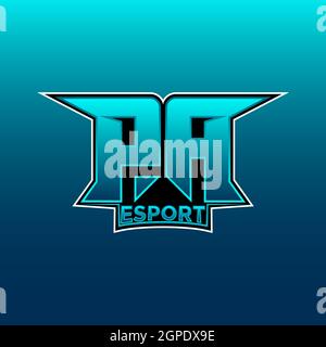 PA Logo ESport Gaming Initial with Blue Light Color design vector template Stock Vector