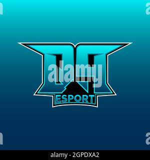 QP Logo ESport Gaming Initial with Blue Light Color design vector template Stock Vector