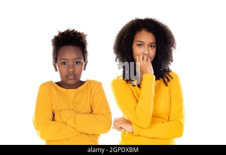 Two afro siblings isolated on a white background Stock Photo