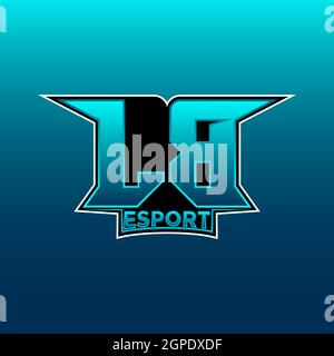 LB Logo ESport Gaming Initial with Blue Light Color design vector template Stock Vector