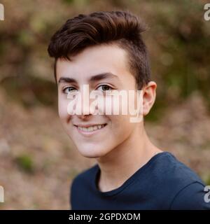 Cool teenager with fifty years old outside Stock Photo