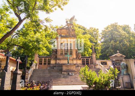 Slavin tomb at the Vysehrad Cemetery in Prague, Czech republic Stock Photo