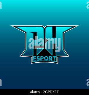 PK Logo ESport Gaming Initial with Blue Light Color design vector template Stock Vector