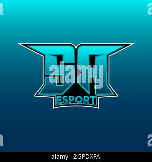 SR Logo ESport Gaming Initial with Blue Light Color design vector template Stock Vector