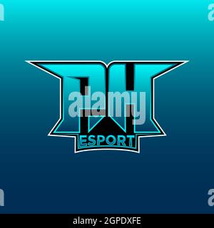 PH Logo ESport Gaming Initial with Blue Light Color design vector template Stock Vector