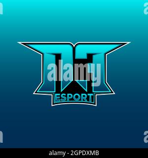 NF Logo ESport Gaming Initial with Blue Light Color design vector template Stock Vector