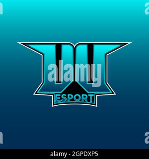 UU Logo ESport Gaming Initial with Blue Light Color design vector template Stock Vector