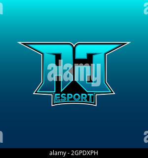 RG Logo ESport Gaming Initial with Blue Light Color design vector template Stock Vector