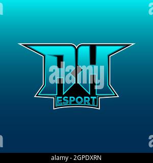 RK Logo ESport Gaming Initial with Blue Light Color design vector template Stock Vector