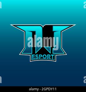 NI Logo ESport Gaming Initial with Blue Light Color design vector template Stock Vector