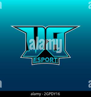 VB Logo ESport Gaming Initial with Blue Light Color design vector template Stock Vector