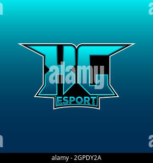 XJ Logo ESport Gaming Initial with Blue Light Color design vector template Stock Vector
