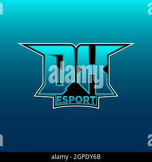 QX Logo ESport Gaming Initial with Blue Light Color design vector template Stock Vector
